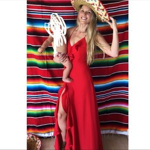 ETIQUETTE: Red dress with slit & open strappy back